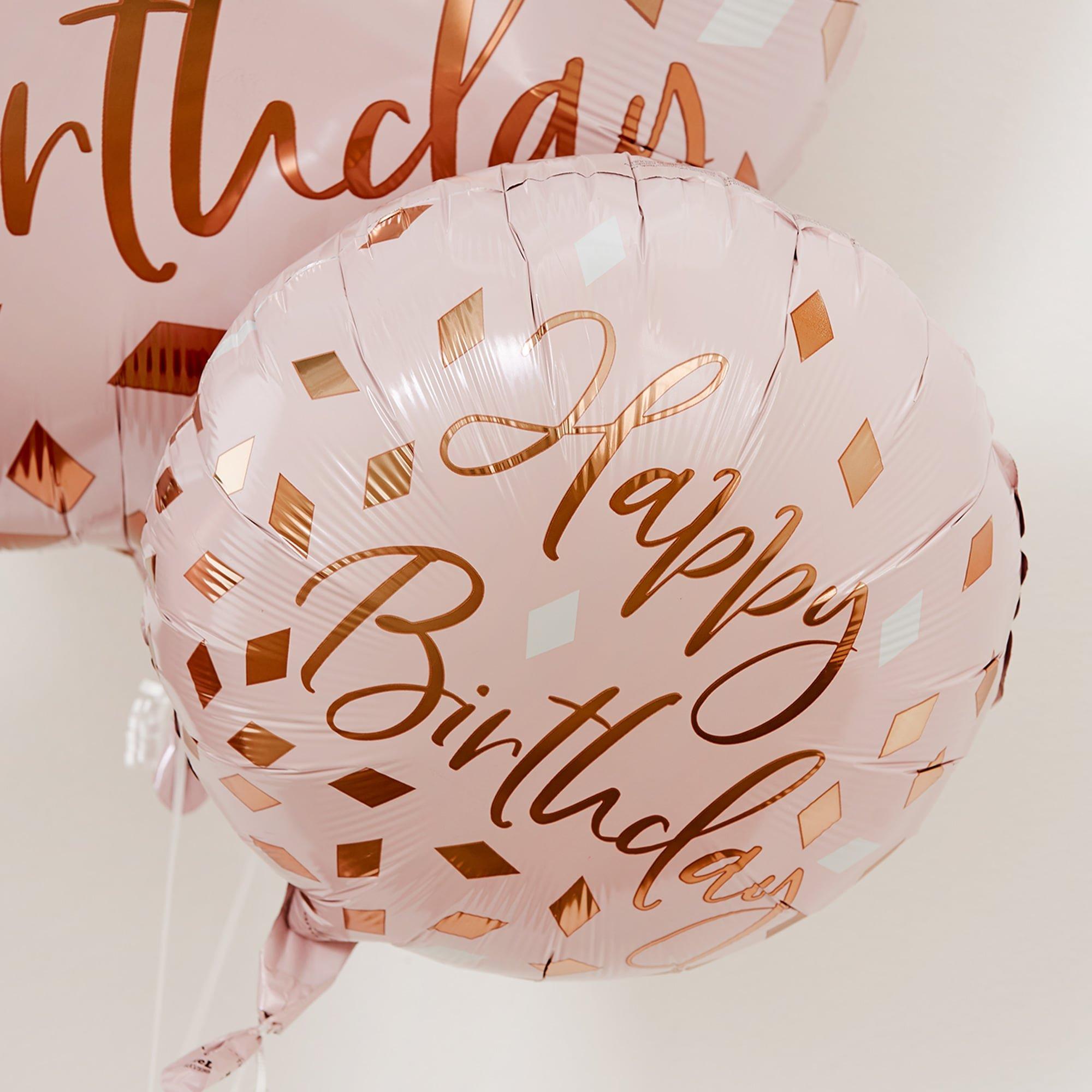Metallic Blush Happy Birthday Foil Balloon, 18in - Image 2