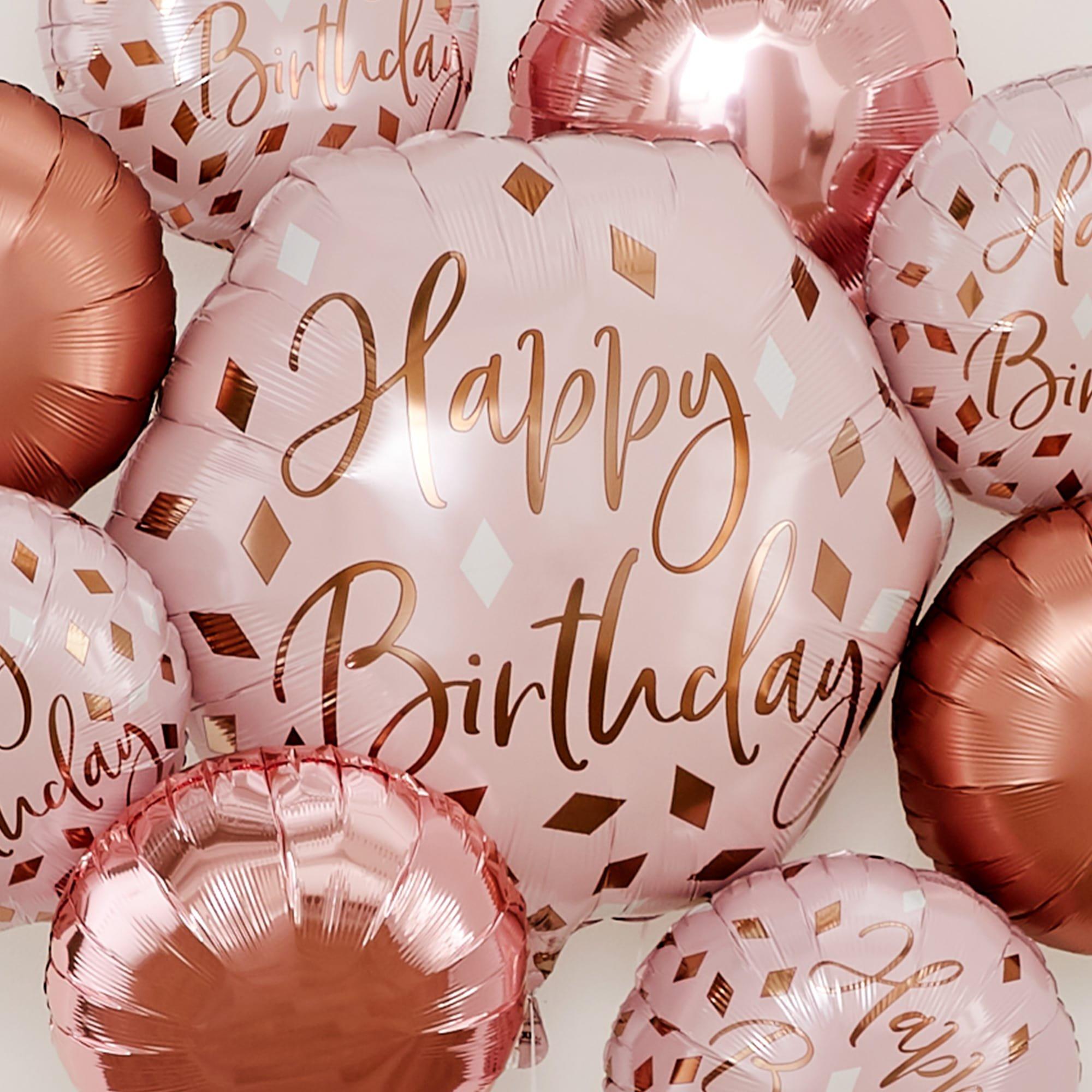 Blush Pink Birthday Foil Balloon Bouquet, 5pc - Image 2
