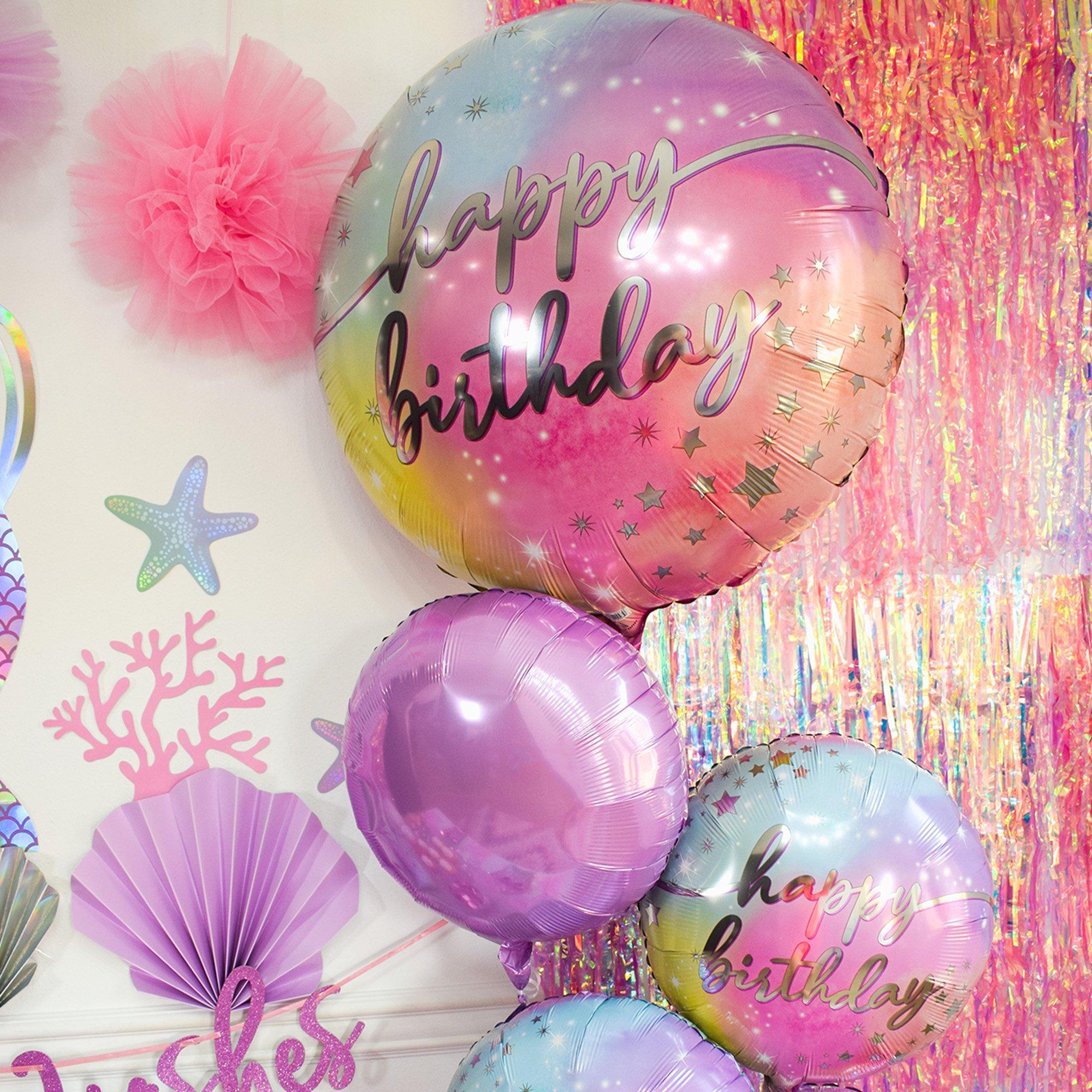 Iridescent Luminous Birthday Foil Balloon Bouquet, 5pc - Image 2