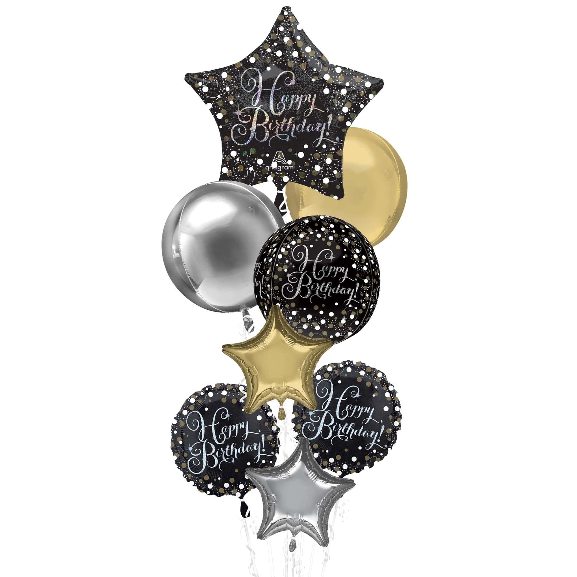 Premium Sparkling Celebration Birthday Foil Balloon Bouquet, 8pc - Image 2