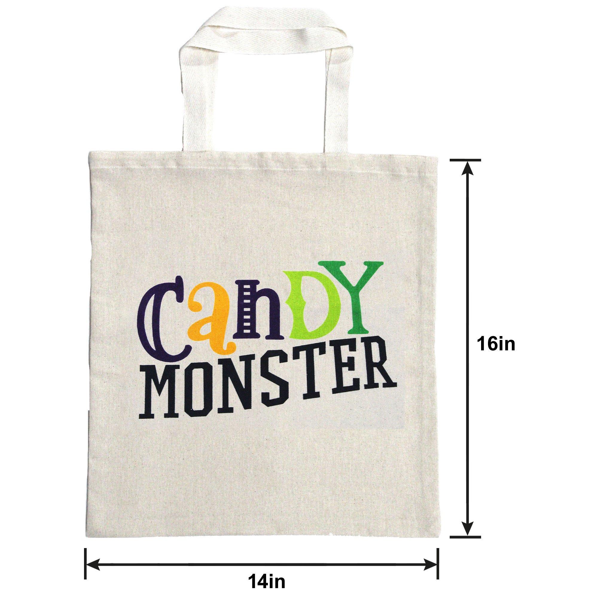 Candy Monster Cotton Tote Treat Bag, 14in x 16in - Image 2