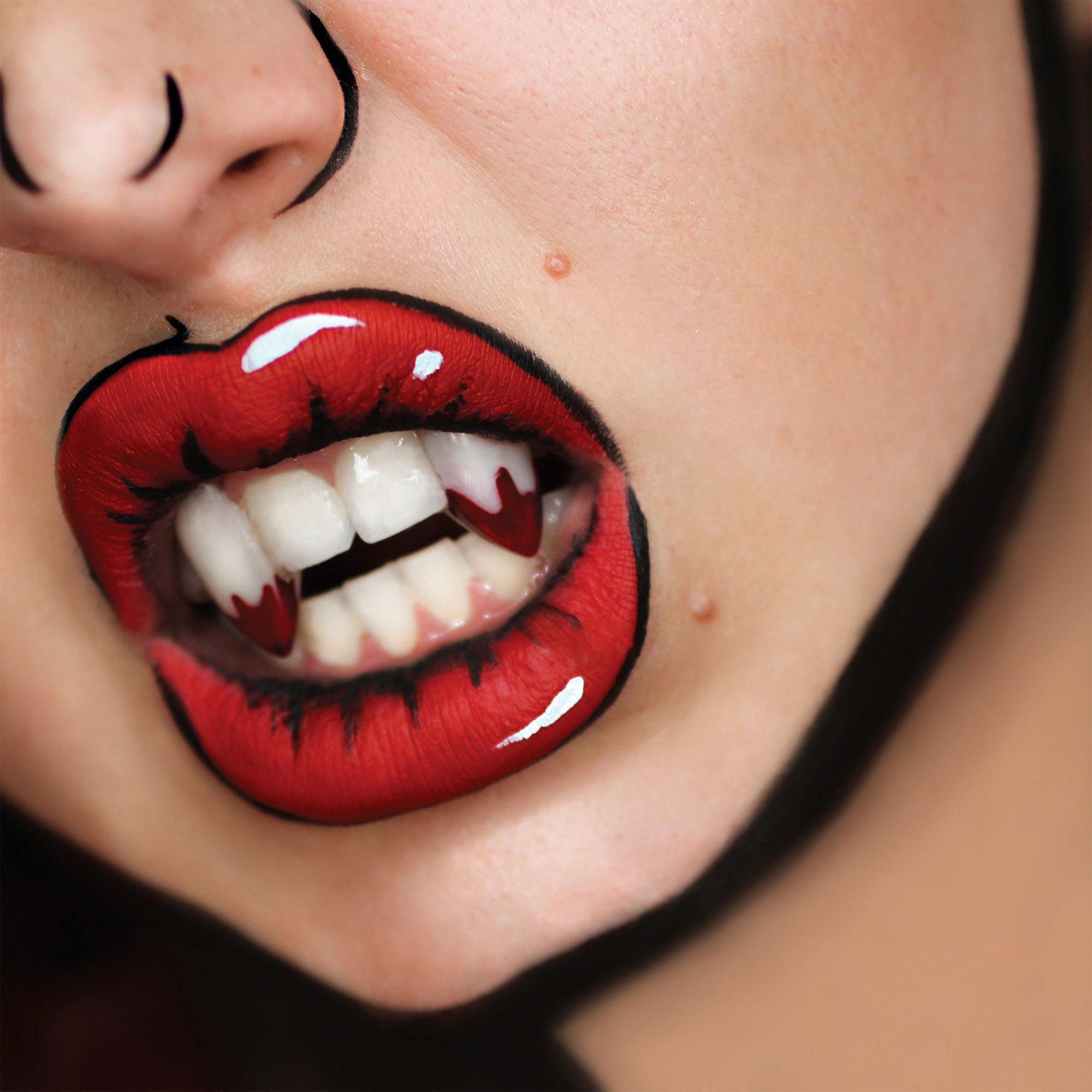Scarecrow Classic Deluxe Blood Tip Vampire Fang Set, 18mm, 2pc