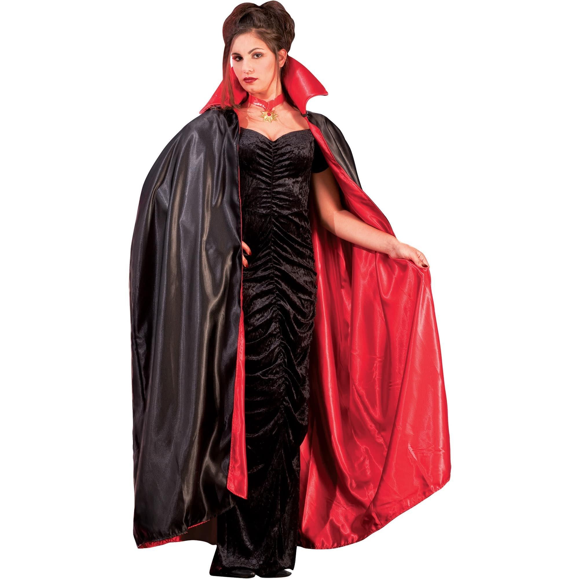 Adult Satin Red & Black Cape 56in