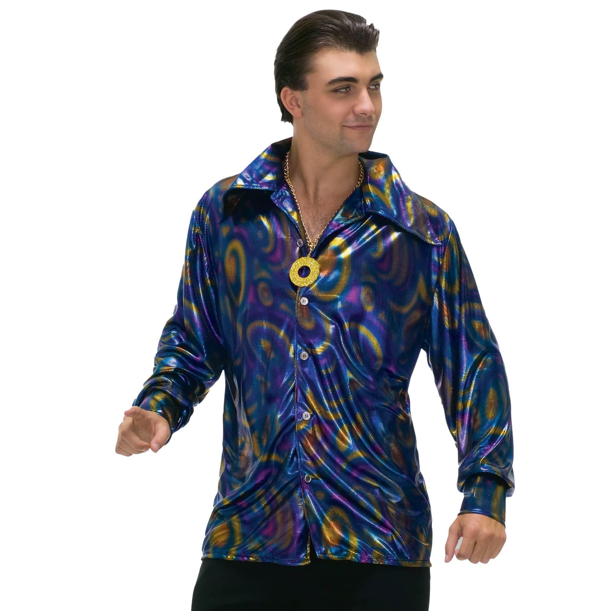 Adult Plus Size Metallic Disco Shirt