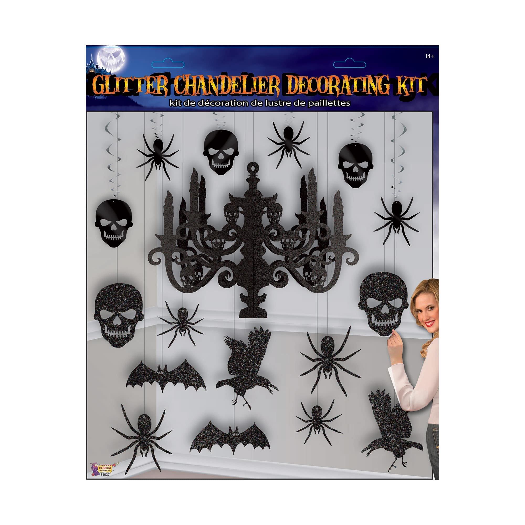 Black Glitter Chandelier Decorationg Kit