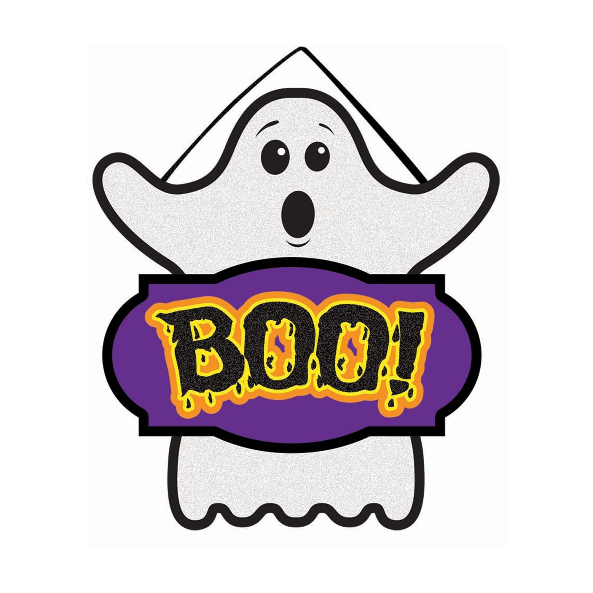 6.5-inch Glitter Ghost Boo Hanging Sign