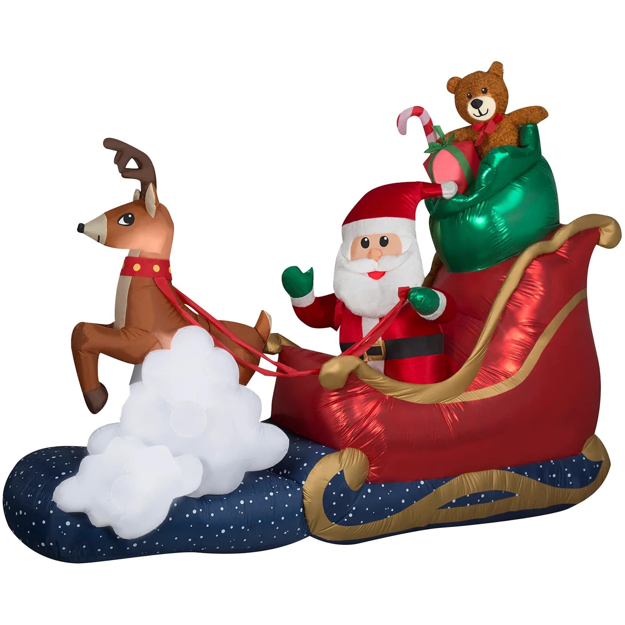 9.5 Foot Santa's Sleigh Light Up Christmas Inflatable Lawn Decoration