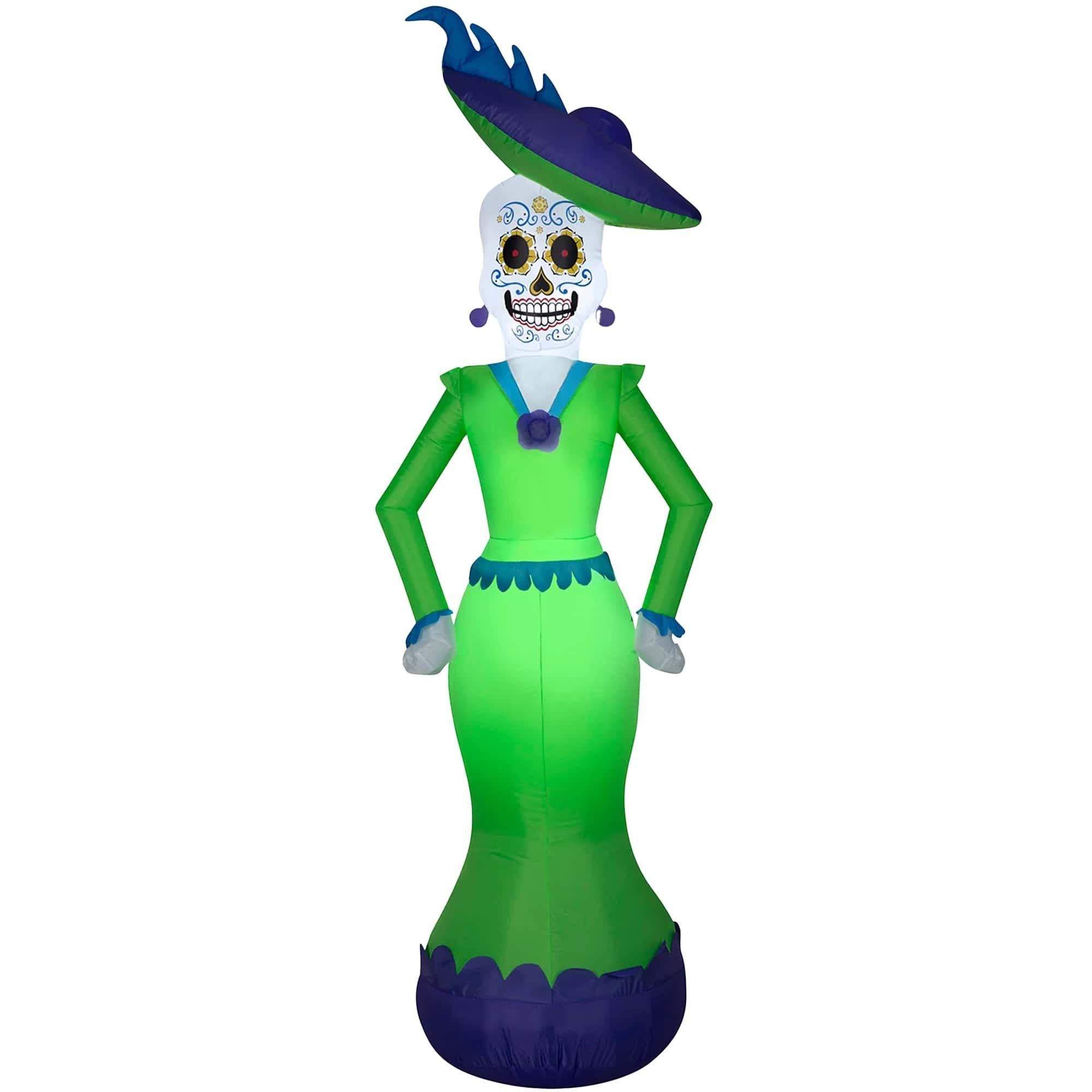 7 Foot Day of the Dead Lady Light Up Halloween Inflatable Lawn Decoration