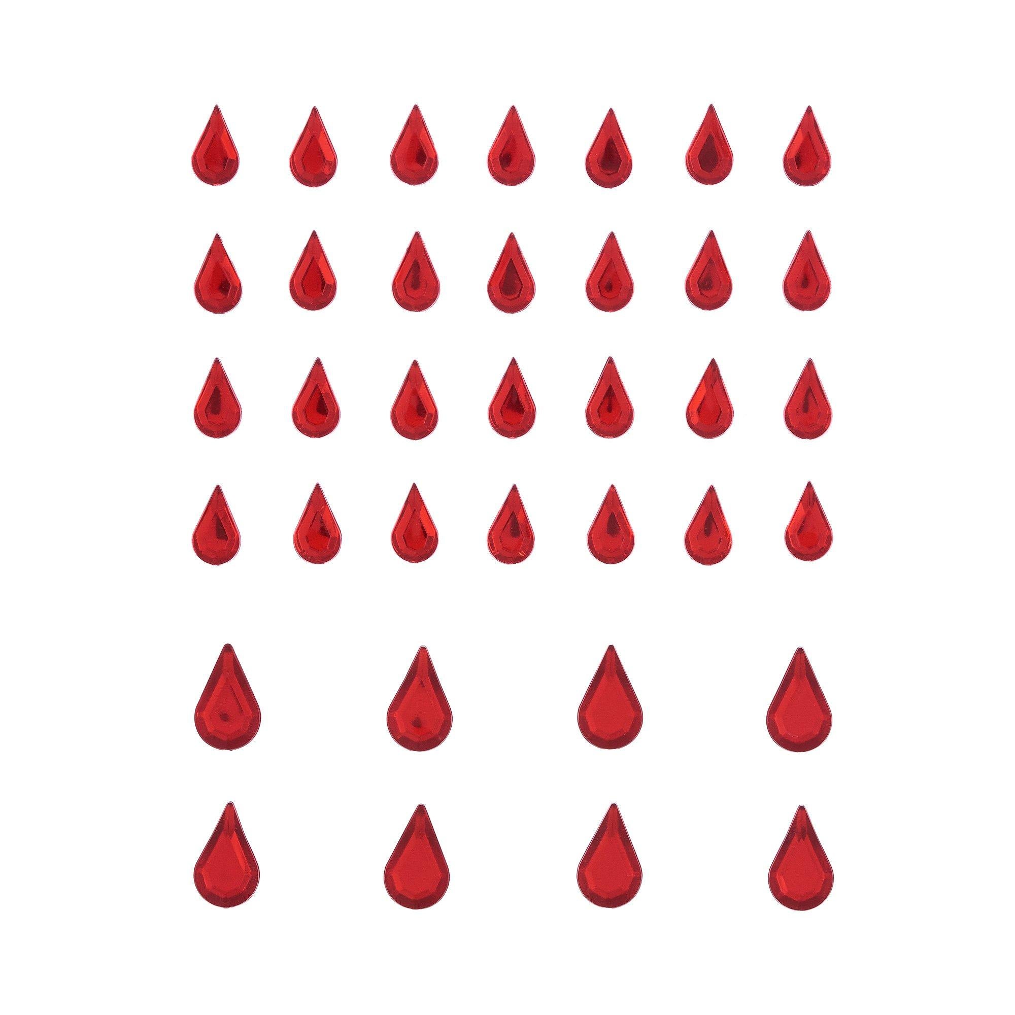 Red Teardrop Face Jewels, 36pc - Image 2