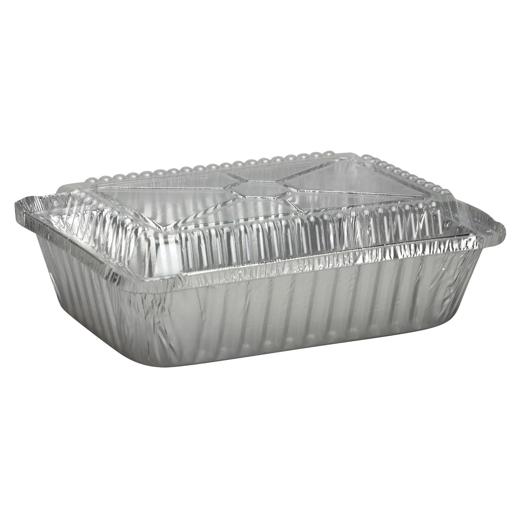Reusable Rectangular Aluminum Pans with Dome Lids, 8.4in x 6in, 3ct - Image 2