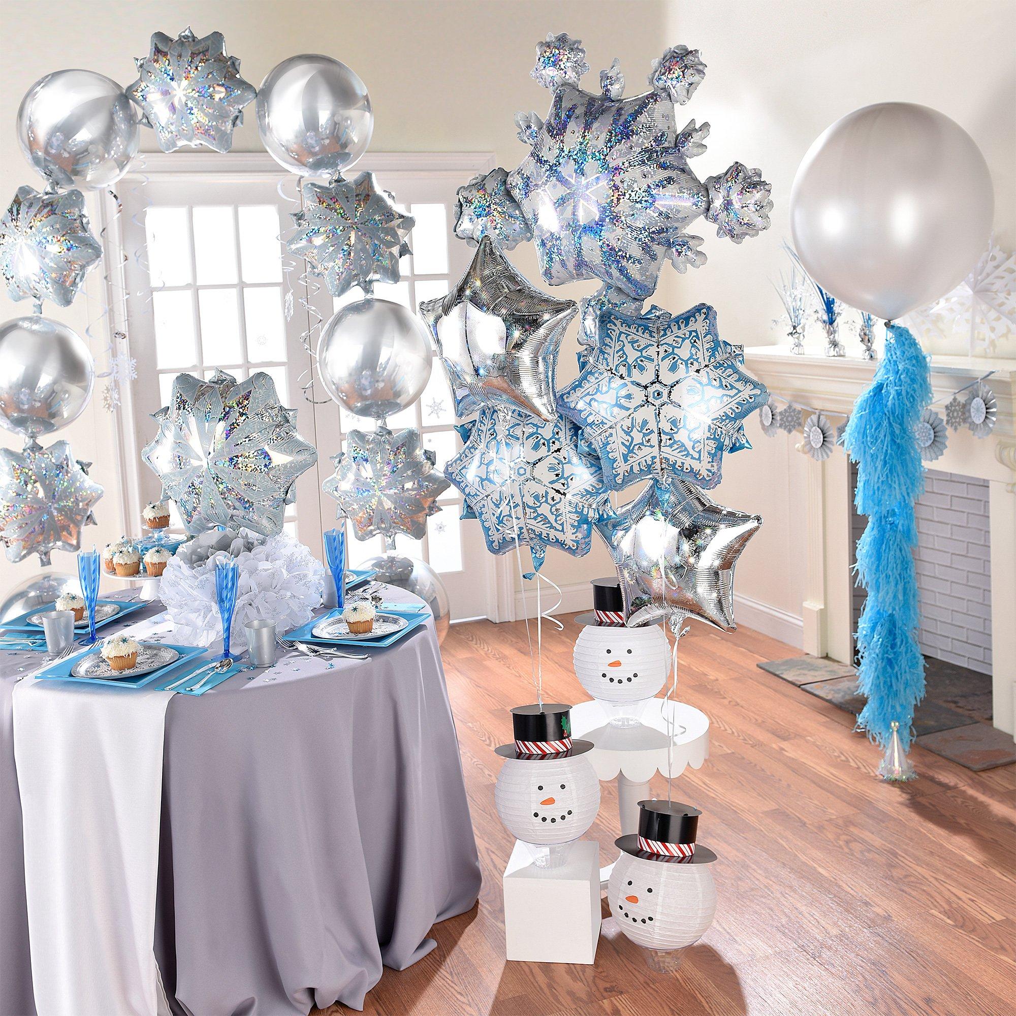 Prismatic Snowflake Foil Balloon Bouquet, 5pc - Image 2