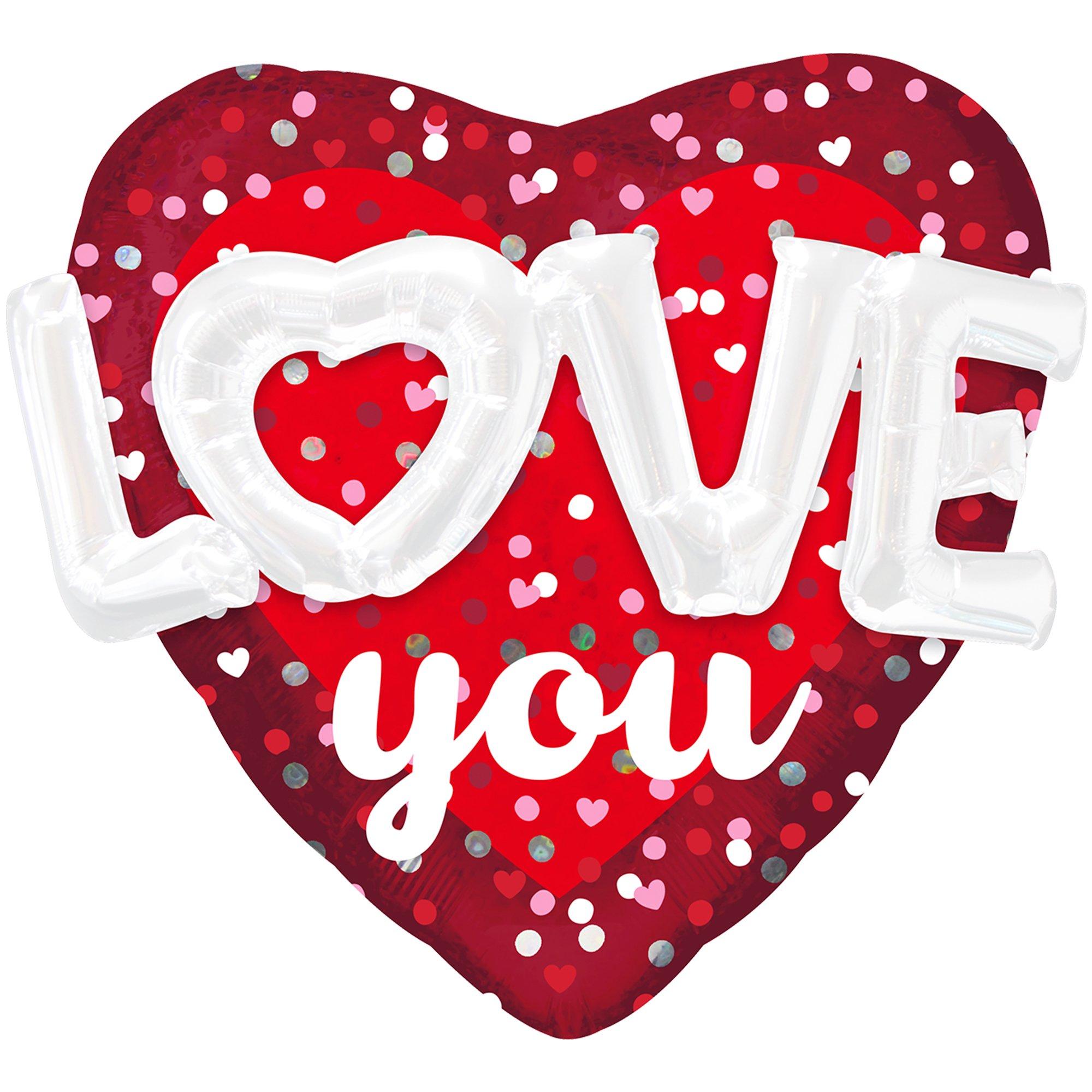 3D Love You Valentine's Day Heart Foil Balloon, 36in - Image 2