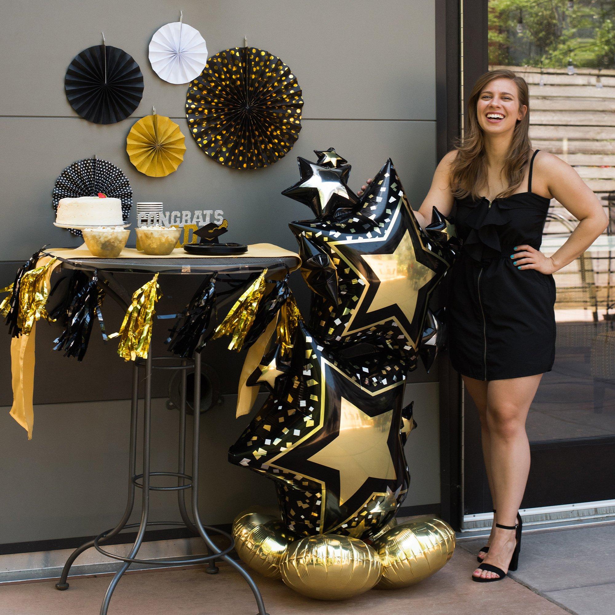 AirLoonz Black & Gold Star Cluster Balloon, 59in - Image 2
