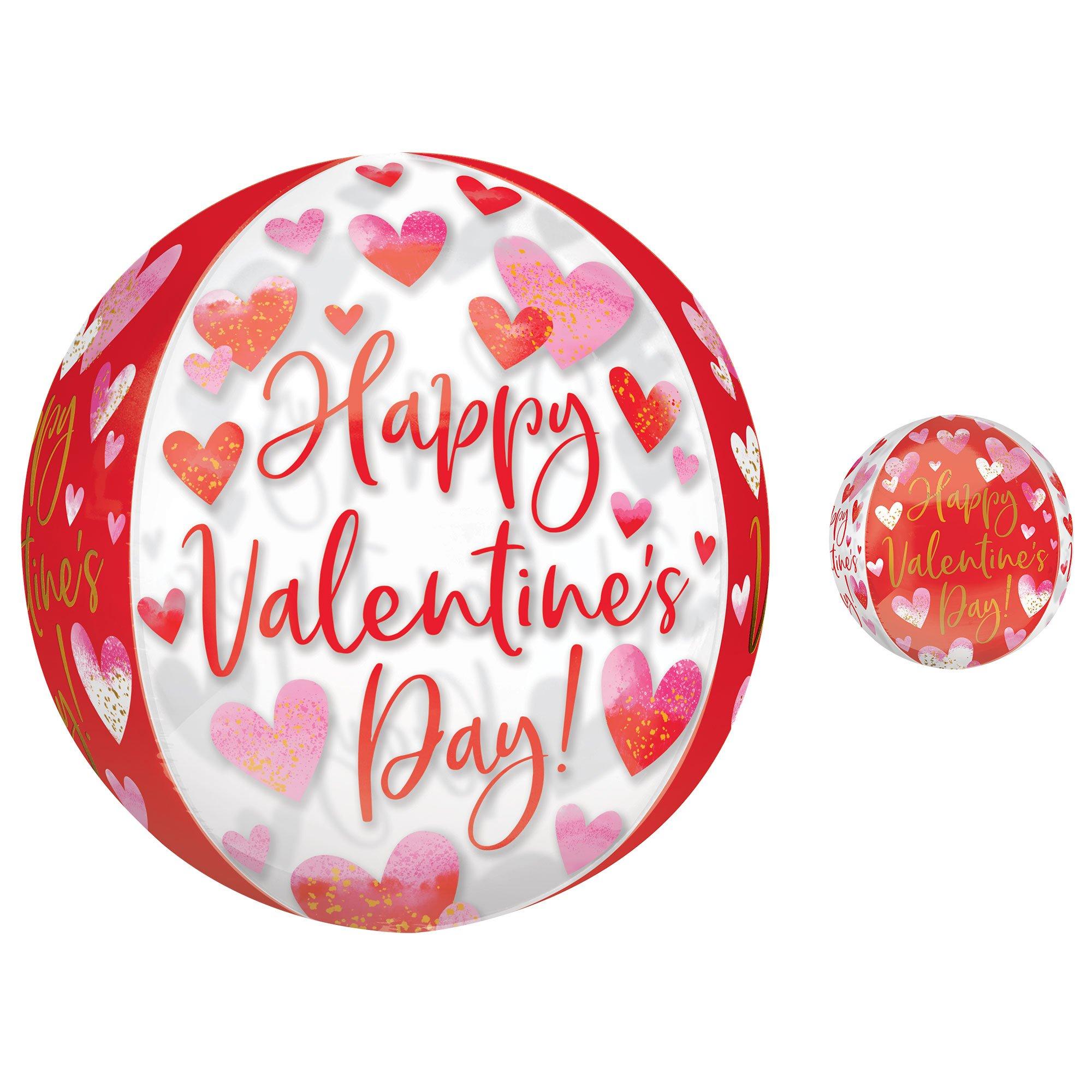 Watercolor Happy Valentine’s Day Orbz Balloon, 15in x 16in