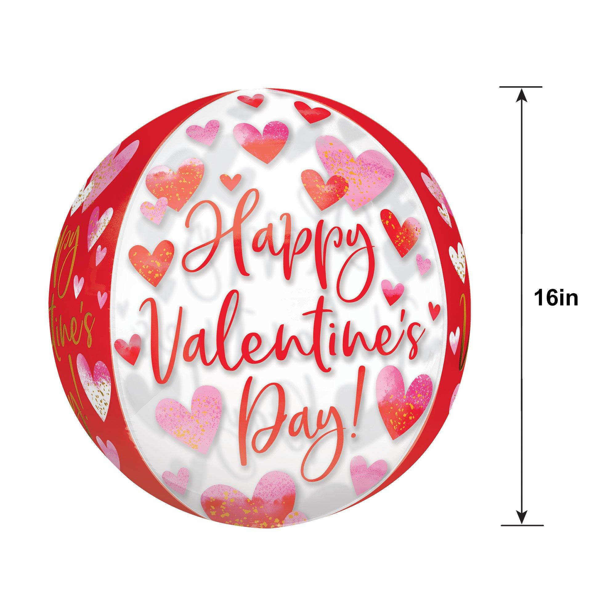 Watercolor Happy Valentine’s Day Orbz Balloon, 15in x 16in - Image 2