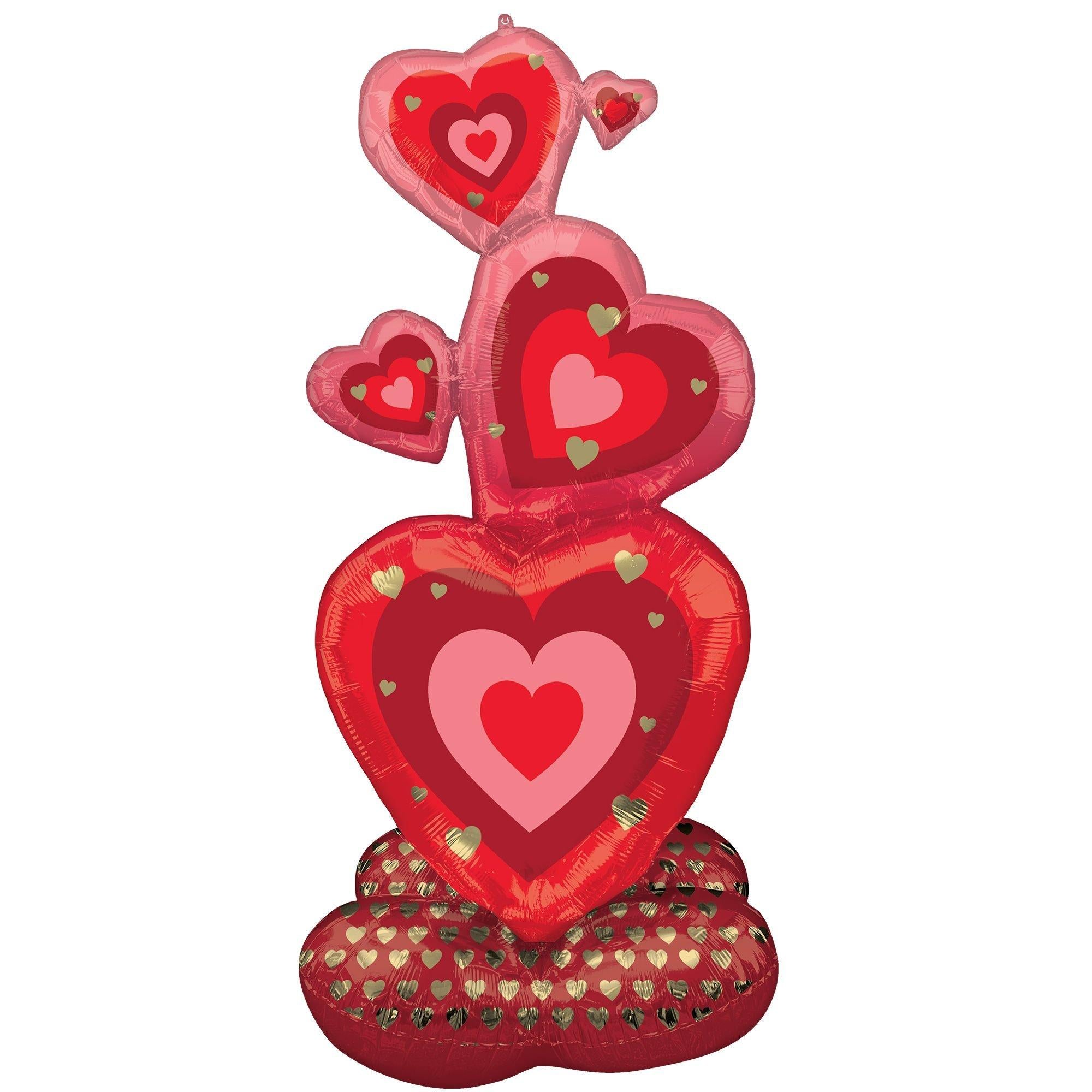 AirLoonz Valentine's Day Stacked Hearts Cluster Foil Balloon, 48in - Image 2