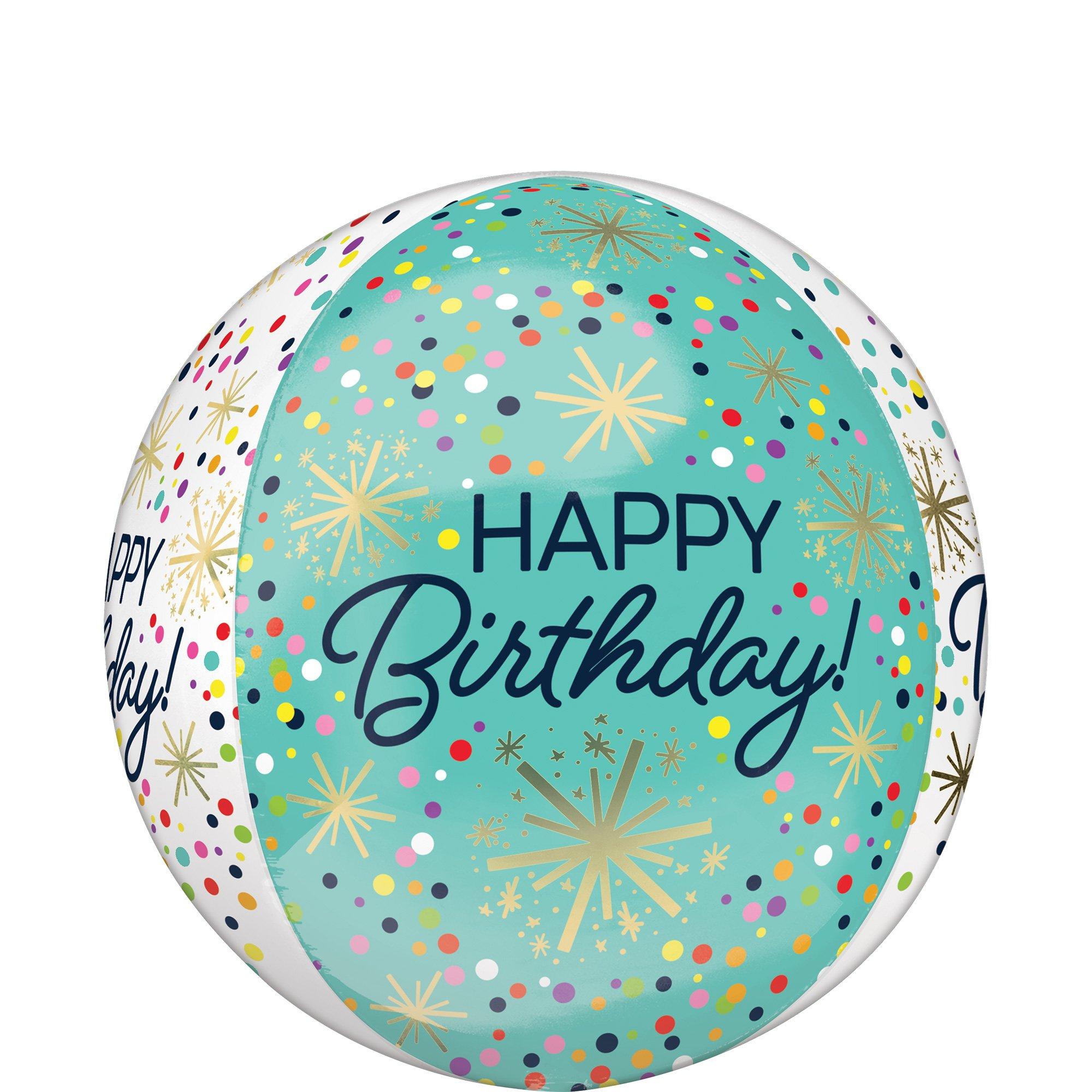 Confetti Sprinkle Happy Birthday Orbz Balloon, 15in x 16in - Image 2