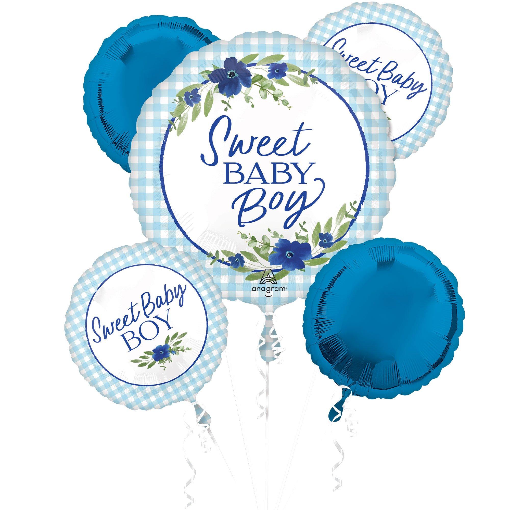 Sweet Baby Boy Baby in Bloom Foil Balloon Bouquet, 5pc - Image 2