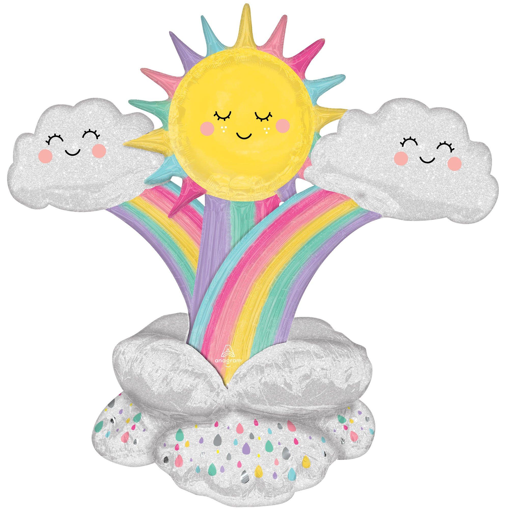 Stackerz Sun, Clouds & Rainbows Foil Balloon, 45in