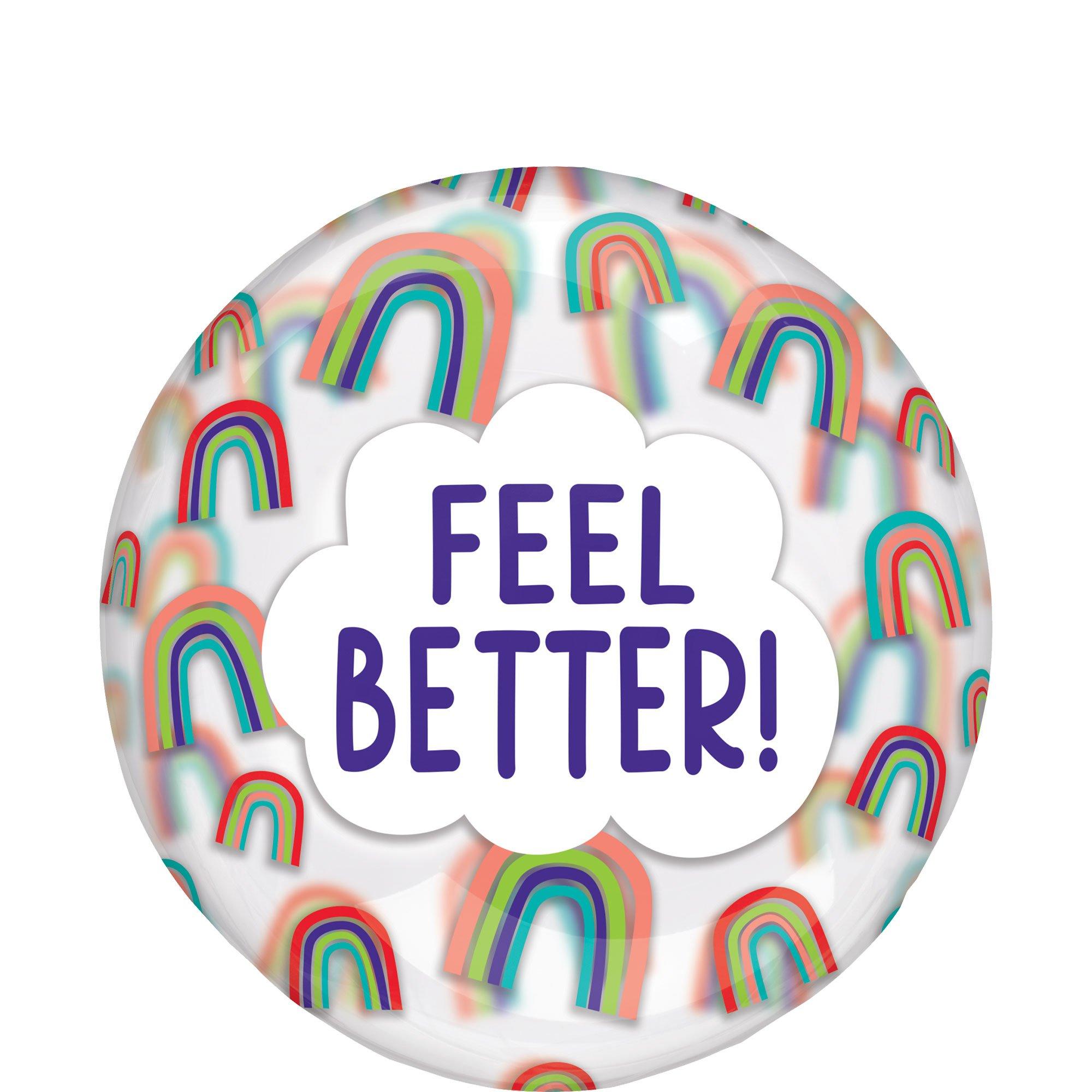 Feel Better Rainbow Plastic Balloon, 18in - Clearz