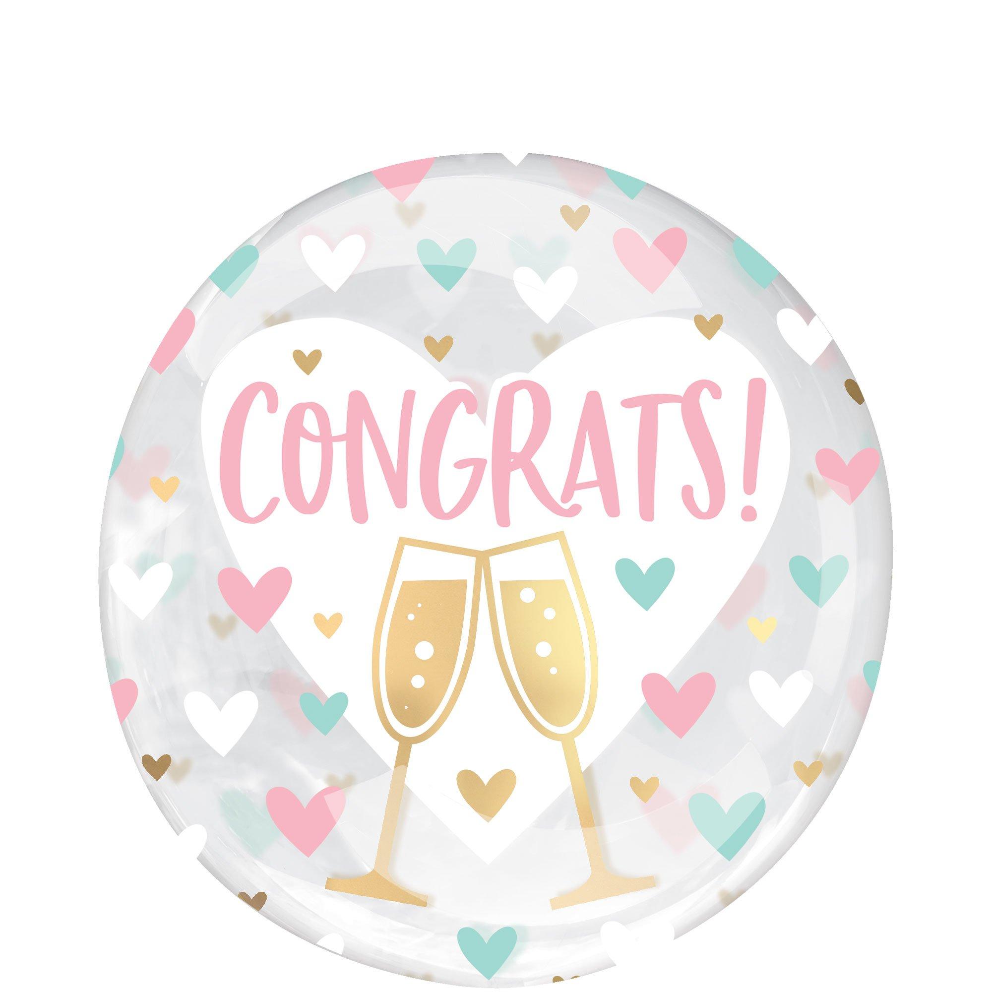 Congrats Hearts Plastic Balloon, 18in - Clearz