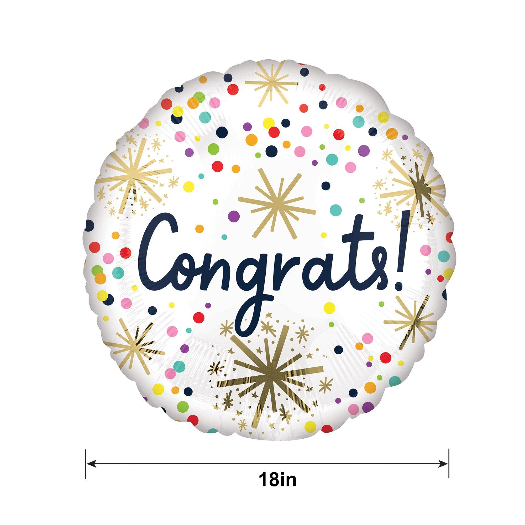 Confetti Sprinkle Congrats Foil Balloon, 18in - Image 2