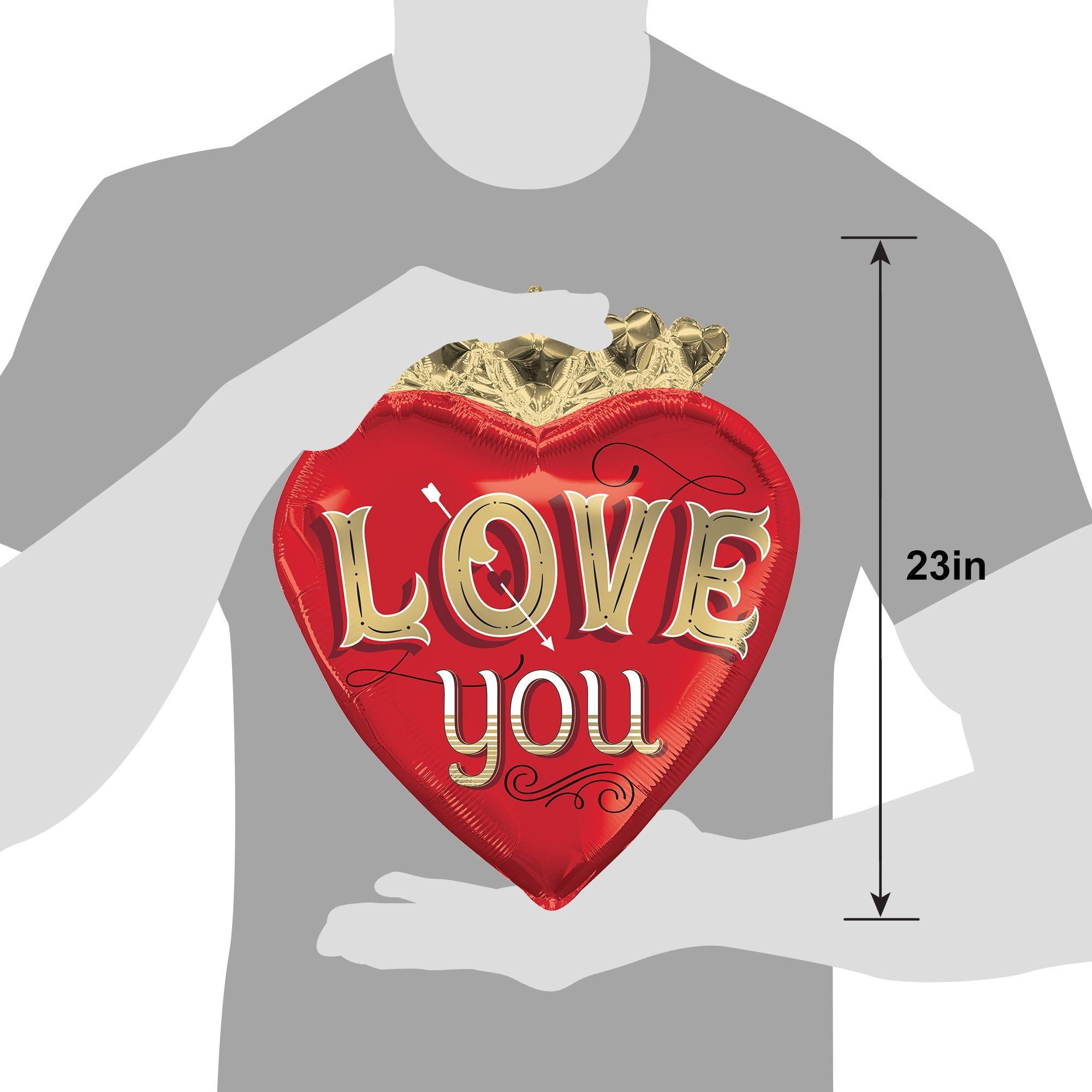 Love You Heart-Shaped Foil Balloon, 20in x 23in - Just My Type - Image 2