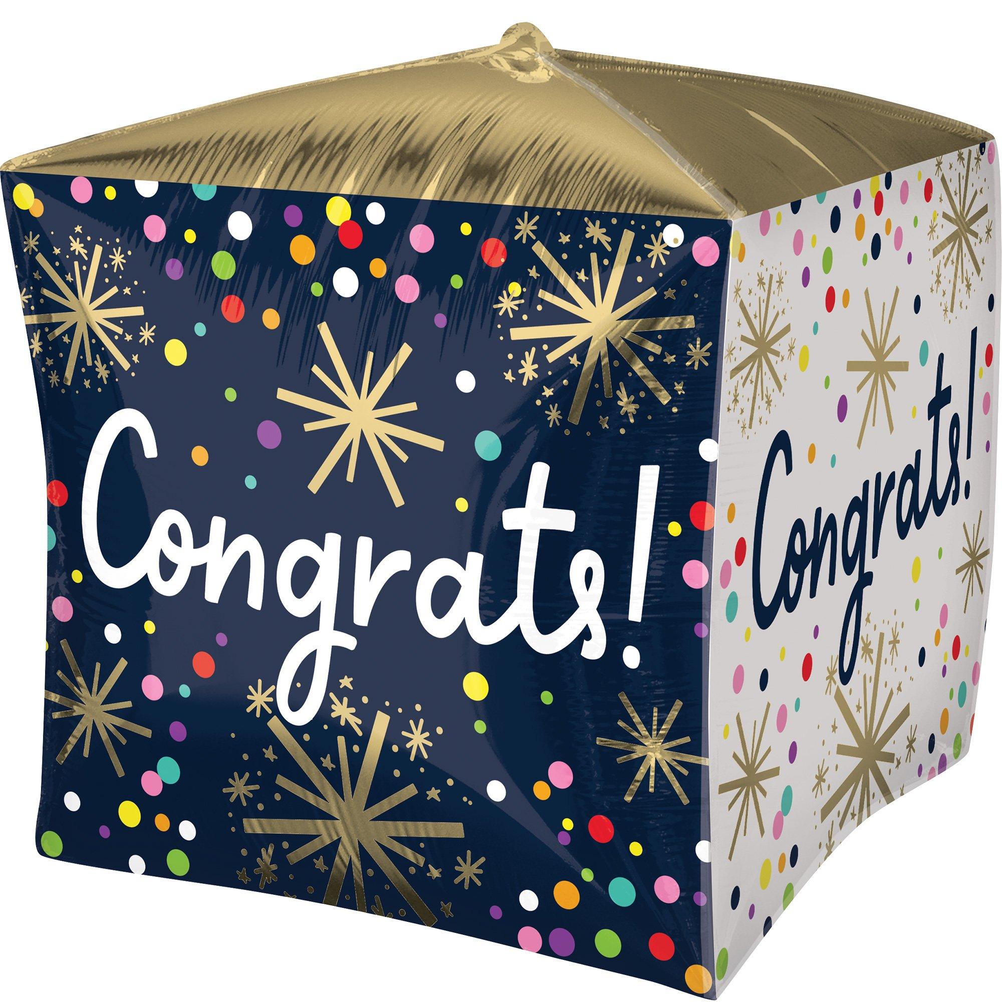 Confetti Sprinkle Congrats Cubez Foil Balloon, 15in - Image 2
