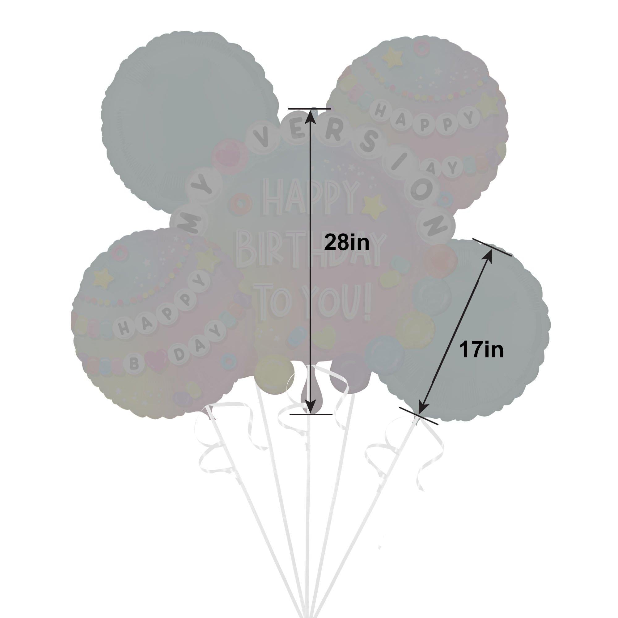 Friendship Bracelet Happy Birthday Foil Balloon Bouquet, 5pc - Image 2